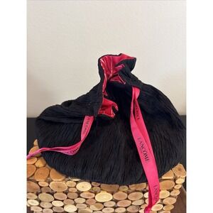 Lancome Black Hot Pink Makeup Cosmetic Drawstring Bag Reversible New